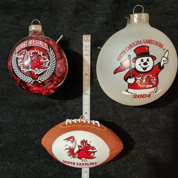 University of South Carolina Christmas Glass Ornaments,  bundle of 3 - Picture 5 of 5